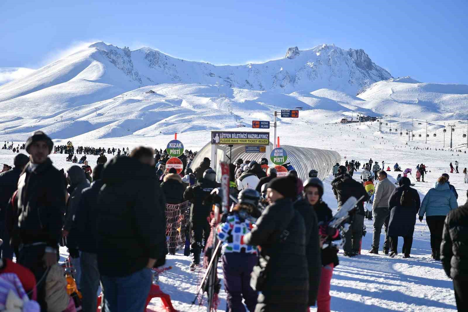 Erciyes Kayak Merkezi, yeni yılın ilk gününde 110 bin ziyaretçi ağırladı